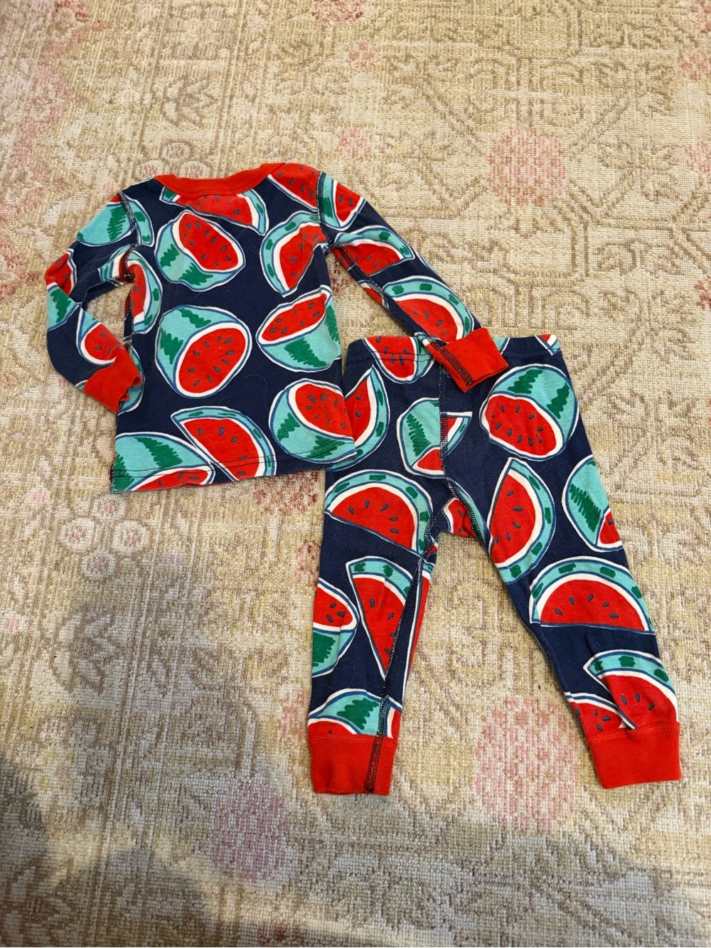 Hanna Andersson Navy Watermelon Print Pajama Set with Red Trim